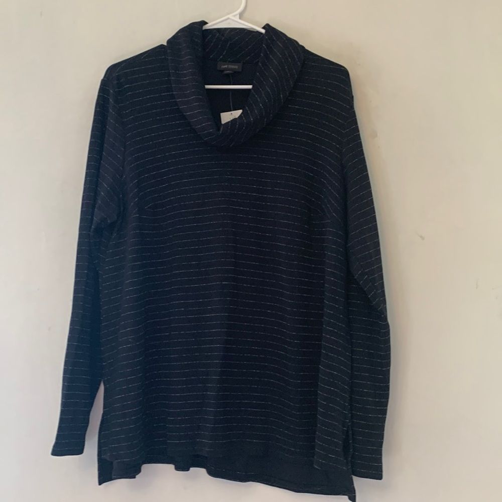 J Jill black silver long sleeve cowl neck tunic Size 1X NWT